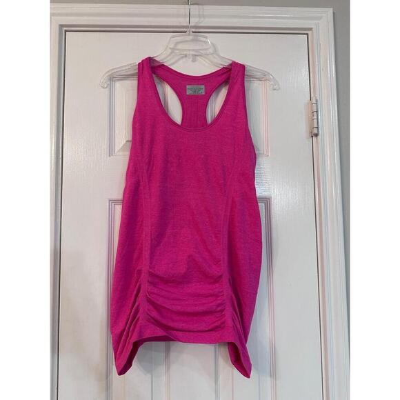 Athleta Tops - ATHLETA Racerback Tank Top Womens Size Medium Hot Pink Ruched Sides Workout
